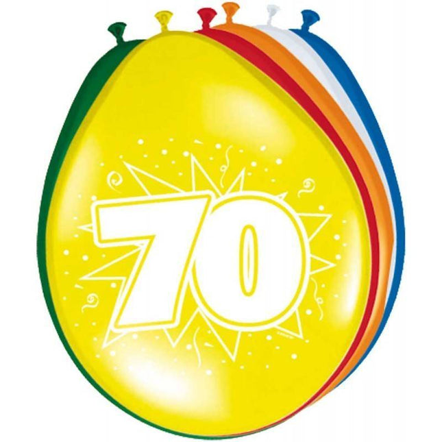 Ballonnen 70 Jaar 30cm 8st - Partywinkel - 8714572082709
