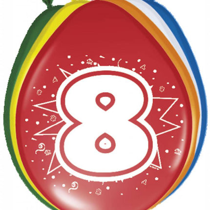 Ballonnen 8 Jaar 30cm 8st - Partywinkel - 8714572082082