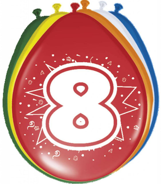 Ballonnen 8 Jaar 30cm 8st - Partywinkel - 8714572082082