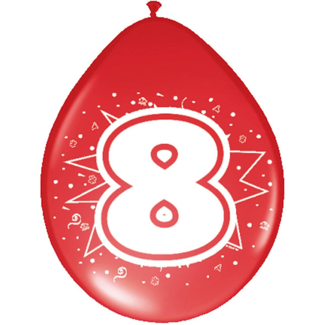 Ballonnen 8 Jaar 30cm 8st - Partywinkel - 8714572082082