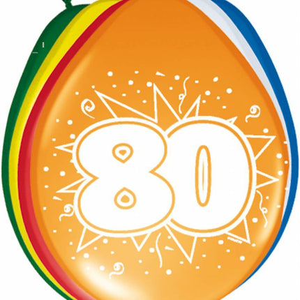 Ballonnen 80 Jaar 30cm 8st - Partywinkel - 8714572082808