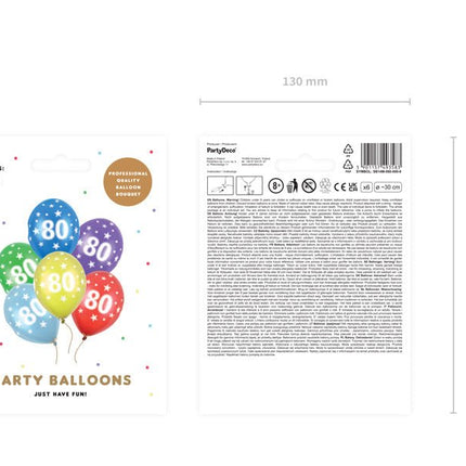 Ballonnen 80 Jaar Gekleurd Metallic 30cm 6st van Partydeco koop je bij Partywinkel