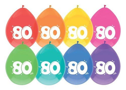 Ballonnen 80 Jaar Party 25cm 6st - Partywinkel - 8711319422323