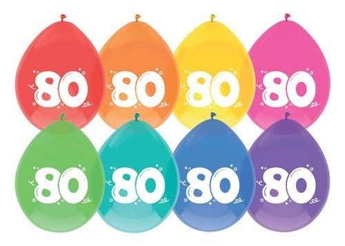 Ballonnen 80 Jaar Party 25cm 6st - Partywinkel - 8711319422323