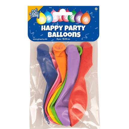 Ballonnen 9 Jaar Hoera 30cm 8st van Paper Dreams koop je bij Partywinkel