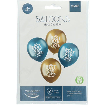 Ballonnen Best Dad Ever 33cm 4st van Folat koop je bij Partywinkel