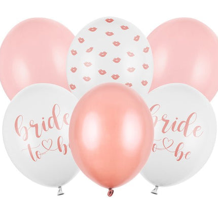 Ballonnen Bride To Be Mix 30cm 6st van Partydeco koop je bij Partywinkel