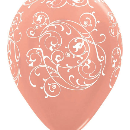 Ballonnen Filigree Metallic Rose Gold 30cm 25st van Sempertex koop je bij Partywinkel