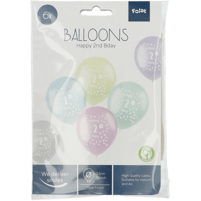 Ballonnen Happy 2Th Bday 33cm 6st van Folat koop je bij Partywinkel