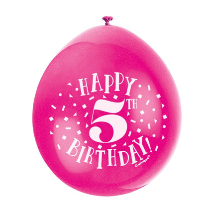 Ballonnen Happy Birthday 5 Jaar 28cm 10st van Unique koop je bij Partywinkel