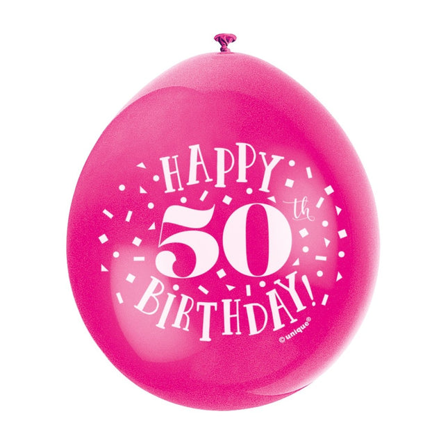 Ballonnen Happy Birthday 50 Jaar 28cm 10st van Unique koop je bij Partywinkel