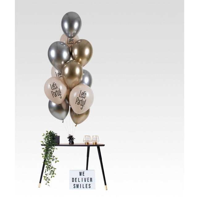 Ballonnen Let's Party White Tie 33cm - 12 stuks van Folat koop je bij Partywinkel
