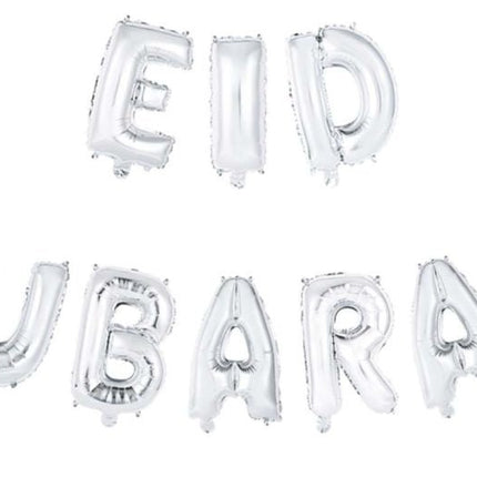 Ballonnen Letter Eid Mubarak Zilver Leeg 41cm van WeFiesta koop je bij Partywinkel