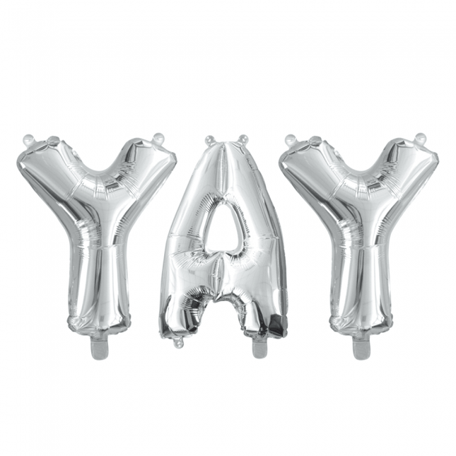 Ballonnen Letter Set Yay Zilver 41cm van WeFiesta koop je bij Partywinkel