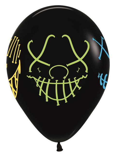 Ballonnen Masks Neon Ink Black 30cm 25st van Sempertex koop je bij Partywinkel