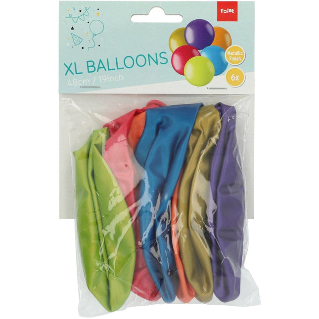 Ballonnen Metallic Gekleurd 48cm 6st van Folat koop je bij Partywinkel