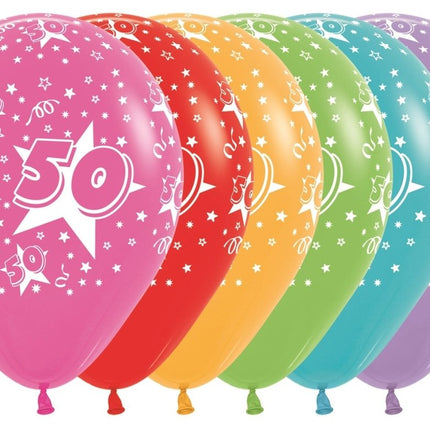 Ballonnen Number 50 Mix 30cm 25st van Sempertex koop je bij Partywinkel