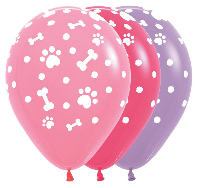 Ballonnen Paw Prints Girl Mix 30cm 25st van Sempertex koop je bij Partywinkel