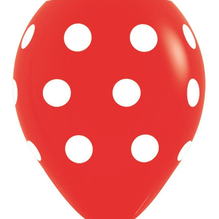 Ballonnen Polka Dots Red 30cm 25st van Sempertex koop je bij Partywinkel