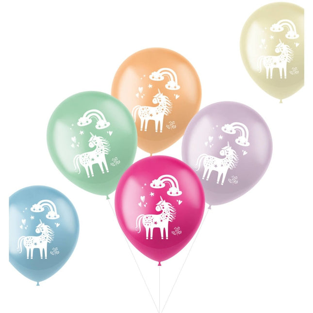 Ballonnen Unicorn & Regenboog 33cm 6st van Folat koop je bij Partywinkel
