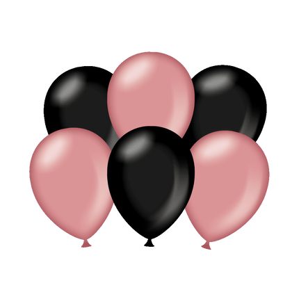 Ballonnen Zwart/Roze Metallic 30cm 6st van Paper Dreams koop je bij Partywinkel