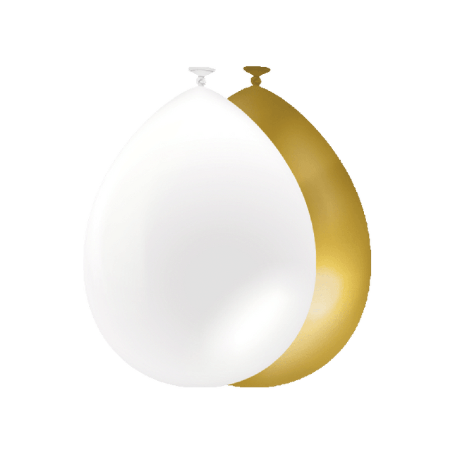 Złote białe balony 30cm 10szt
