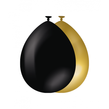 Balony czarne złote 30cm 25szt