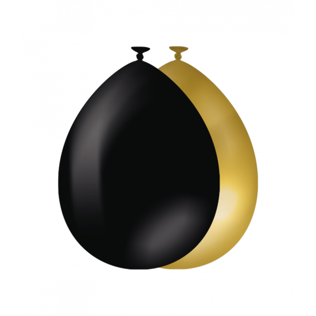 Balony czarne złote 30cm 25szt