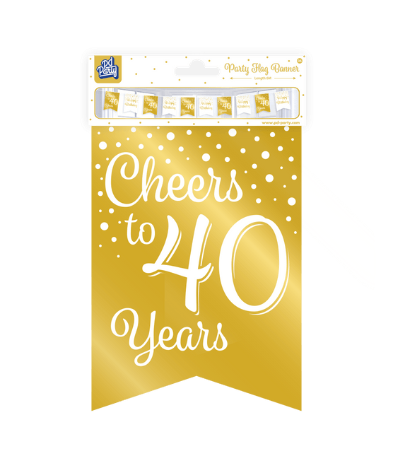 Banner 40 Jaar Goud Wit 6m van Paper Dreams koop je bij Partywinkel