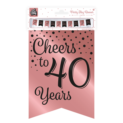 Banner 40 Jaar Roze Zwart 6m van Paper Dreams koop je bij Partywinkel