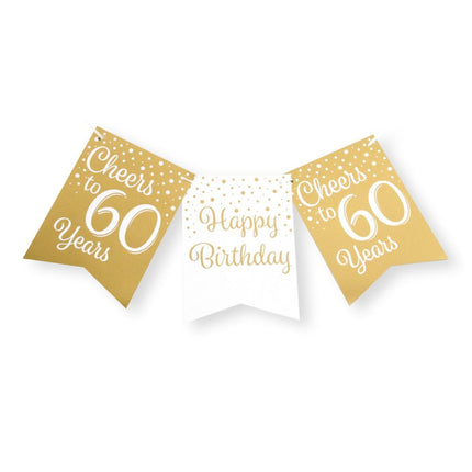 Banner 60 Jaar Goud Wit 6m van Paper Dreams koop je bij Partywinkel