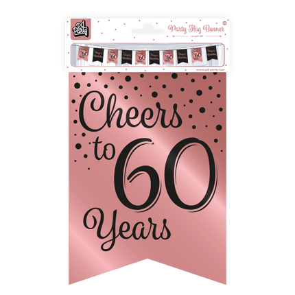 Banner 60 Jaar Roze Zwart 6m van Paper Dreams koop je bij Partywinkel