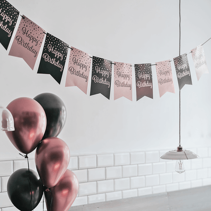 Banner 70 Jaar Roze Zwart 6m van Paper Dreams koop je bij Partywinkel