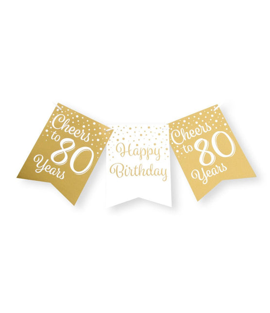 Banner 80 Jaar Goud Wit 6m van Paper Dreams koop je bij Partywinkel