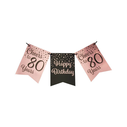Banner 80 Jaar Roze Zwart 6m van Paper Dreams koop je bij Partywinkel