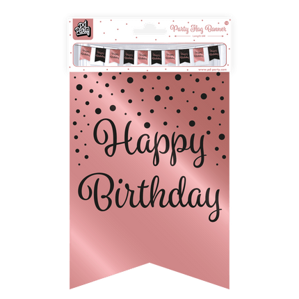 Banner Happy Birthday Roze Zwart 6m van Paper Dreams koop je bij Partywinkel