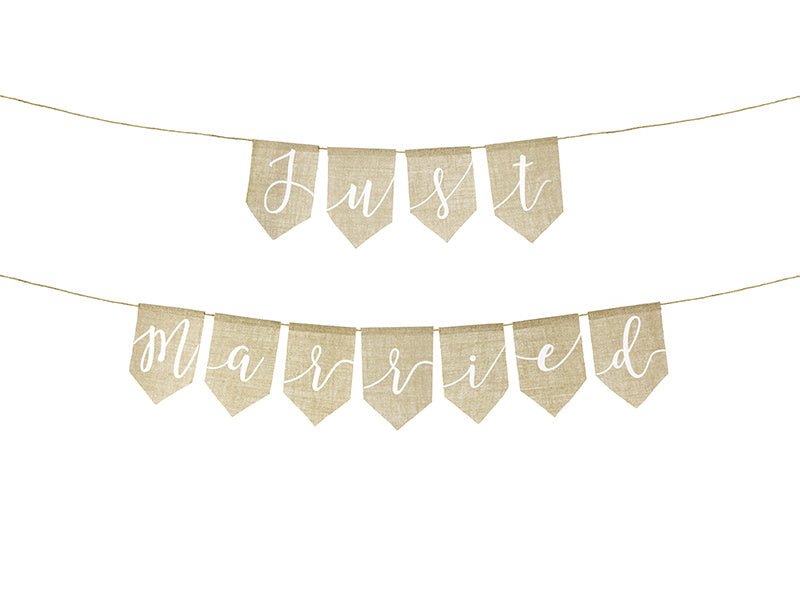 Banner Just Married 1,85m van Partydeco koop je bij Partywinkel