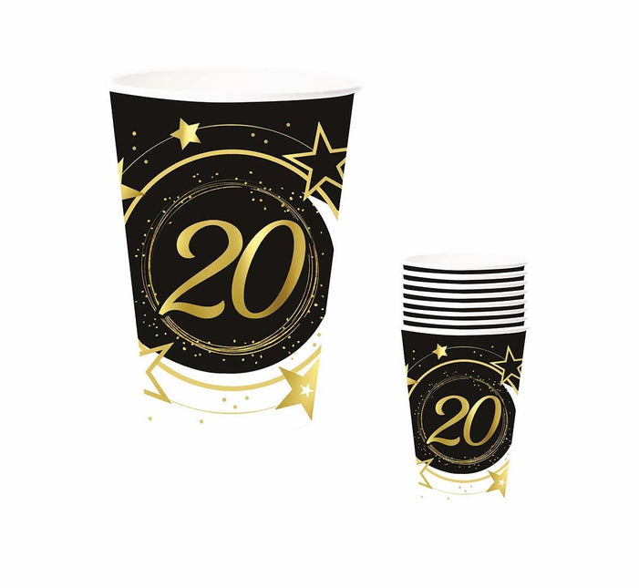 Bekers 20 Jaar 240ml 6st van Fiestas Guirca koop je bij Partywinkel