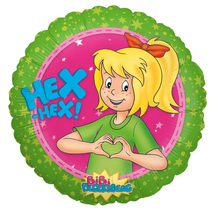 Bibi Blocksberg – balon helowy, zielony, pusty, 45 cm