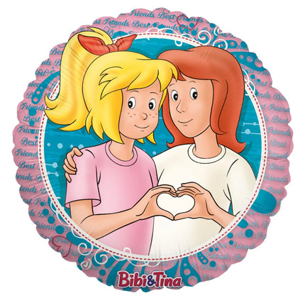 Balon z helem Bibi i Tina, okrągły, 45 cm