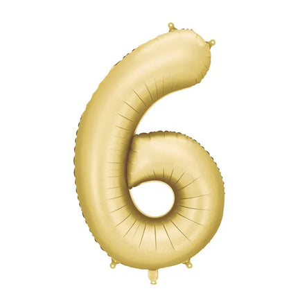 Balon z figurką na 6 lat Złoty Satynowy Foliowy Pusty 86cm