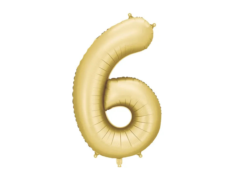 Balon z figurką na 6 lat Złoty Satynowy Foliowy Pusty 86cm