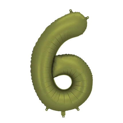 Balon z figurką na 6 lat oliwkowozielony pusty 86 cm