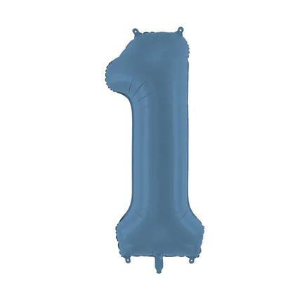 Balon foliowy na 1 rok Niebieski matowy pusty 86 cm
