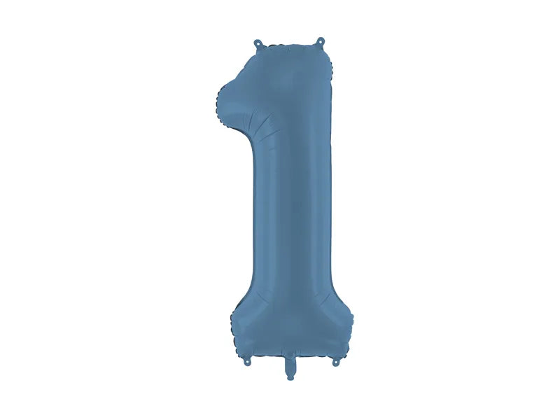 Balon foliowy na 1 rok Niebieski matowy pusty 86 cm