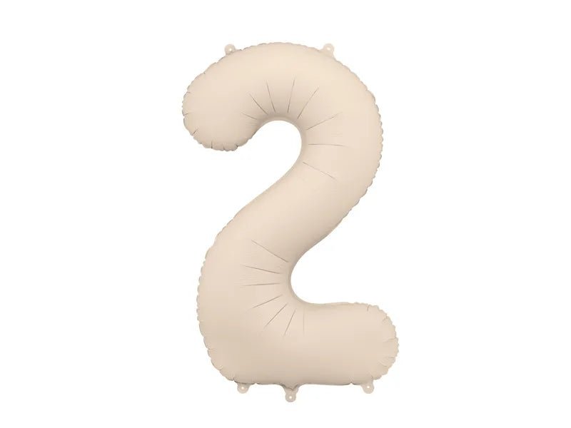 Balon z figurą na 2 lata beżowy matowy pusty 86 cm