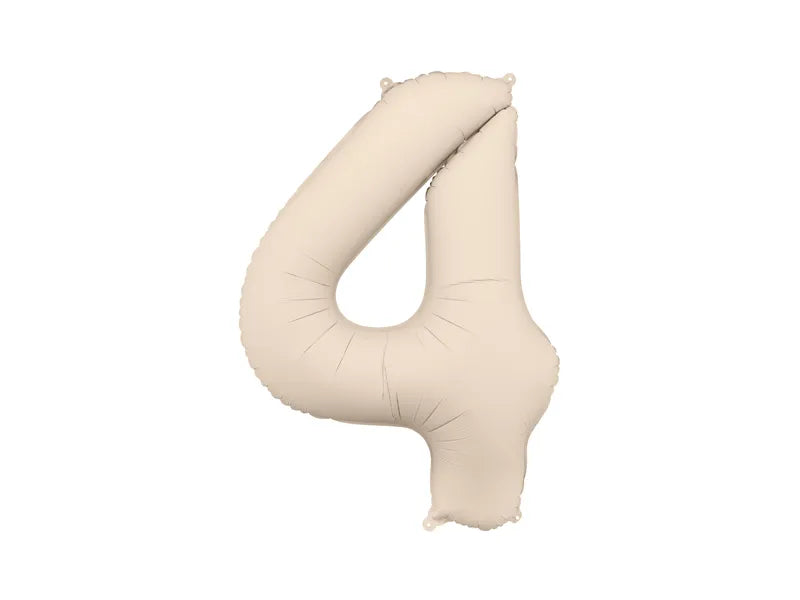 Balon z figurą na 4 lata beżowy matowy pusty 86 cm