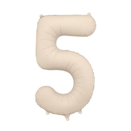 Balon z figurką na 5 lat beżowy matowy pusty 86 cm