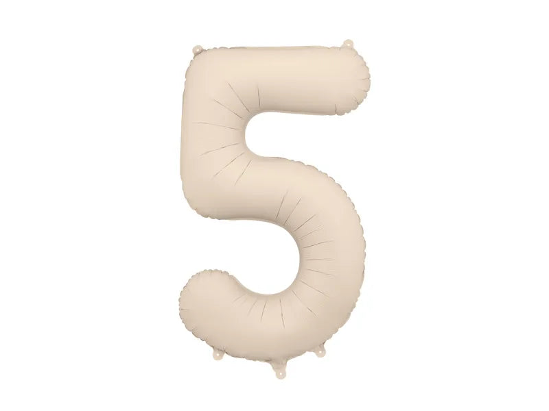 Balon z figurką na 5 lat beżowy matowy pusty 86 cm