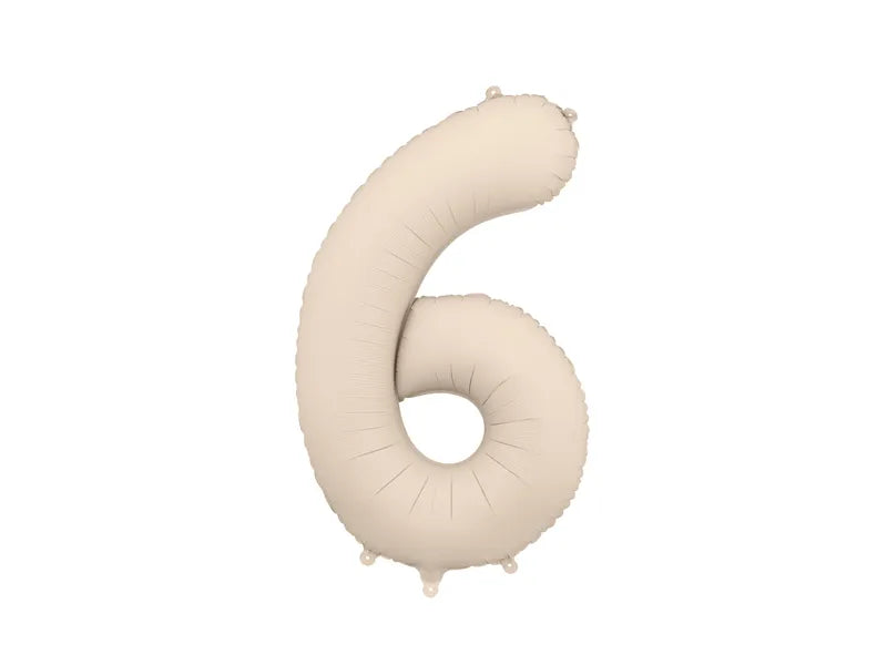 Balon z figurką na 6 lat beżowy matowy pusty 86 cm